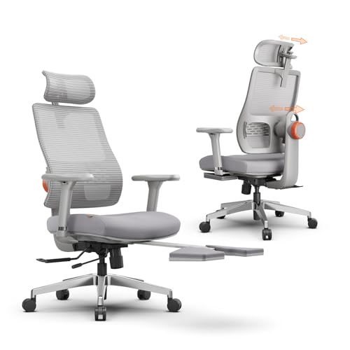 Image of Newtral Ergonomic Office Chair, Auto-Following Lumbar Support, 5D Headrest & 4D Armrest, High Back Mesh Desk Chair with Footrest, 136 Tilt Lock,330lbs Capacity for Home Office Gaming