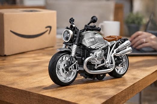 Image of Braintastic Model Diecast Car Toy Vehicle Pull Back Friction with Openable Doors Light & Music Toys for Kids Age 3+ Years (Sports Bike Silver)