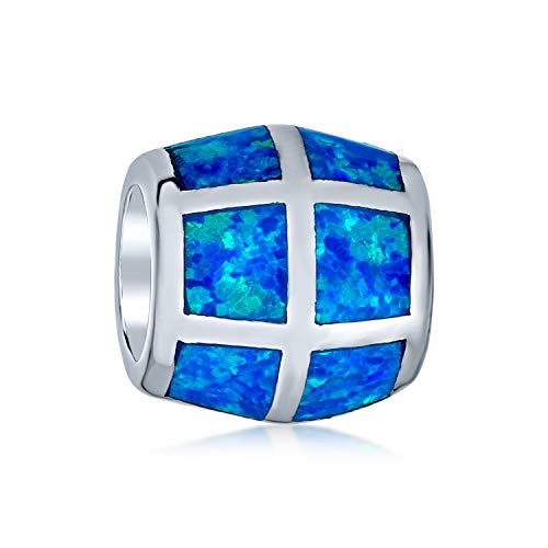 Abalorio de barril geométrico con ópalo rosa y azul para lucir en tu día a día