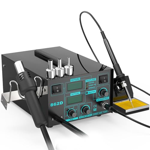 Stazione dissaldante antistatica, pistola ad aria calda 2 in 1 e saldatore con display digitale a LED e temperatura regolabile per riparazione elettronica