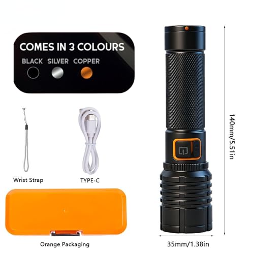 Image of WOZIT Torch Light High Power 1500 Lumens 3 Modes of Brightness (Multicolor)