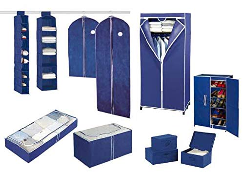 WENKO Jumbo-Box Air, Aufbewahrungsbox für Textilien, mit Sichtfenster und 3-Seiten-Reißverschluss, schützt vor Motten, Staub und Schmutz, aus atmungsaktivem Vlies-Material, 91 x 48 x 53 cm, Navy