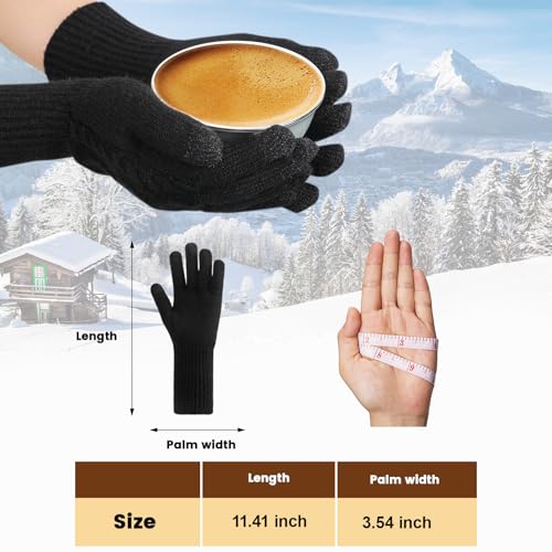 Tavaleu Womens Winter Gloves - Gloves for Women Cold Weather, Warm Touch Screen Fleece Lined Glove, Elastic Cuff Knit Glove - Image 3