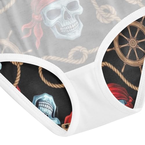 Blue Pirate Skulls Black Toddler Girls Panties, Girls Underwear, 2T–8 Years4