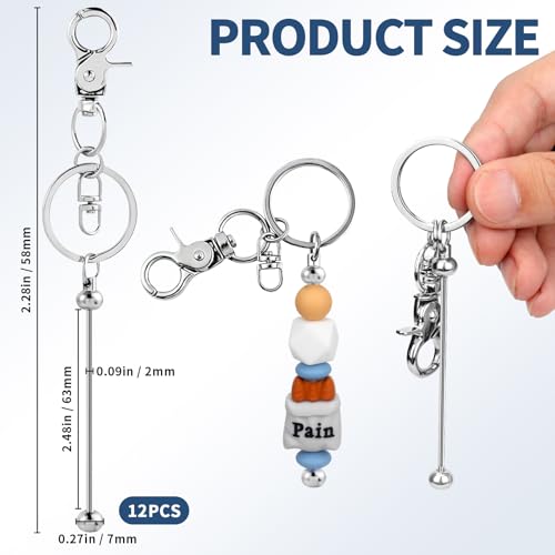 Porte-clés en perles vierges bricolage et fabrication bijoux argenté