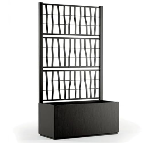 EffeDecor Fioriera con Spalliera in Plastica Rettangolare Design Moderno Separè Grigliato Per Piante Rampicanti Fiori Ideale per Esterno,Balcone,Giardino,Terrazzo Made in Italy (Antracite)