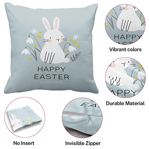 Emvency Happy Easter Throw Pillow Covers 18X18, Home Decor Outdoor Set Of 4 Polyester Pillow Cases Decorative For Bed Sofa Cushion Couch Pillowcases #TOP4