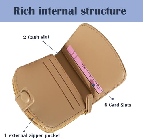 Cute Brown Flower Wallet for Women and Girls Small Kawaii Thin Mini Wallet with ID Window Compact and Stylish Design for Ladies and Teens4