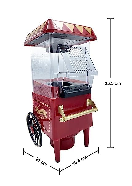 Image of Old-Fashioned Vintage Popcorn Maker Machine, 1200-Watt Hot Air Popcorn Popper for Healthy Oil-Free Snacks