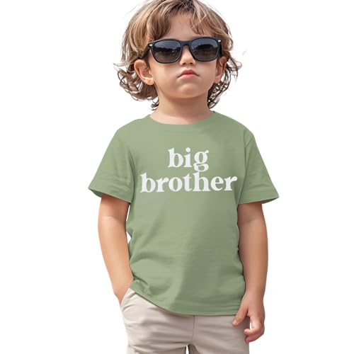 Big Brother Shirt für Baby Boy Little for Big Großer Bruder T-Shirt Kind Sommer Kurzarm Top Locker Tee Junge Hemd Kinder Tshirt(Haze Grün 4-5Jahre)