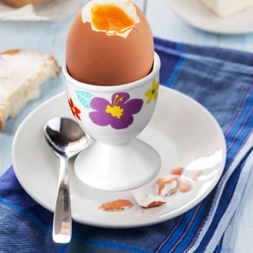 Image of Cinf Easter Ceramic Egg Cups, Set of 2, Hawaii Flower Egg Holders