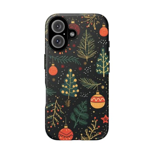 Coque iPhone 16 rigide mate anti trace motif hiver Noël noir