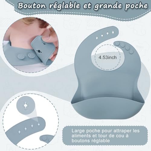 Baby Geschirrset,12er Set Kindergeschirr, Babylöffel,Trinklernbecher,Silikon Lätzchen,Baby Teller Kinderteller mit Saugnapf… – Ansicht 5