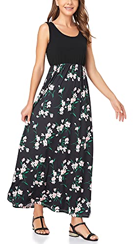 Image of Lacavocor Womens Summer Maxi Dress Tank Top Sleeveless Long Dresses