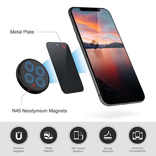 HIKER Mini Magnetic Car Dashboard Mount Mobile Phone Holder with Metal Body (Made in India) (Red)