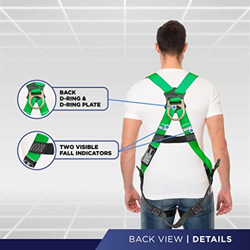 Image of Construction Harness 5 Point Adjustment, Back D-Ring, Grommet Legs, Multiple Styles I OSHA ANSI Compliant