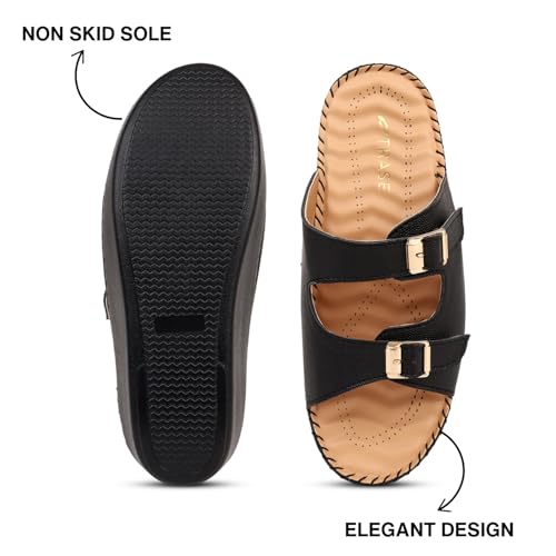 Image of TRASE Orthopedic Extra Soft Double Strap Slippers for Women Footwear | Arch Support Adjustable Strap Cushioned Wedges Doctor Sandals | Comfortable & Lightweight