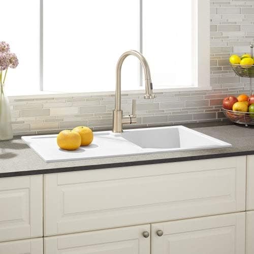 Signature Hardware 425906 Allardt 34" Drop-In Granite Composite Sink with Drainboard
