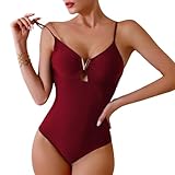Traje de Baño de una Pieza para Mujer, Traje de Baño de una Pieza con Cuello en V, Adecuado para Fiestas en la Playa (L)