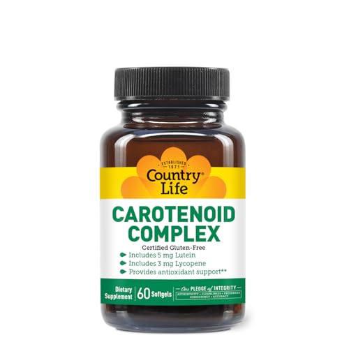 Country Life Carotenoid Complex with Lutein Lycopene and Astaxanthin 60 Softgels Antioxidant Support
