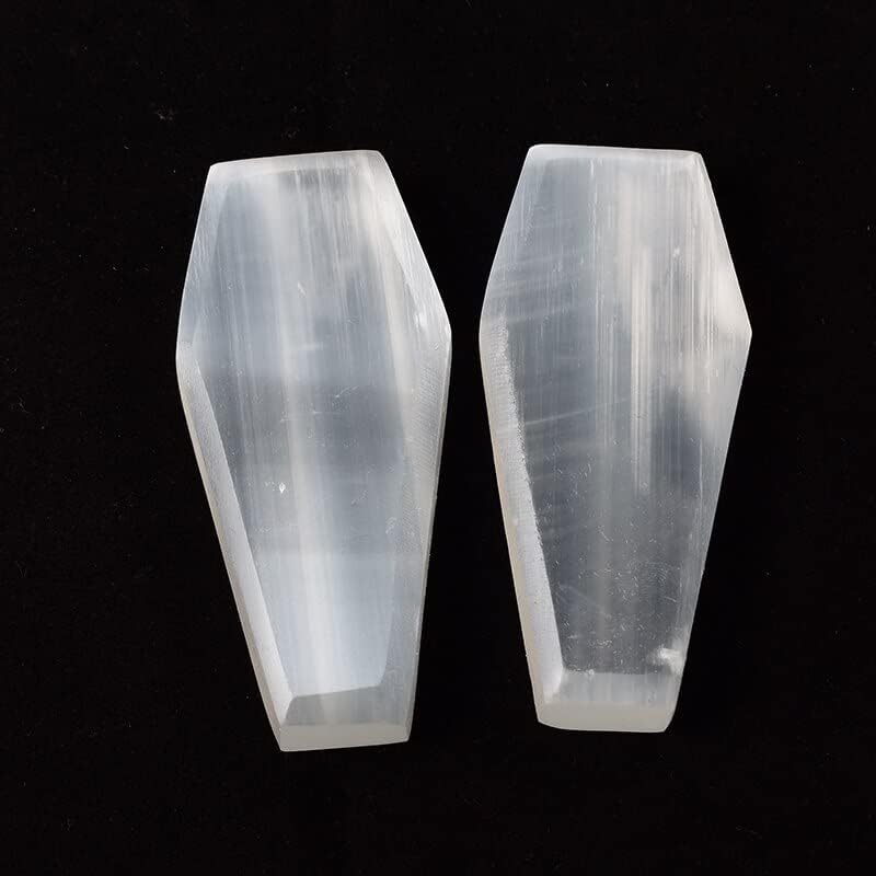 Miniatura 4 de AtkitS Piedra de selenita de cristal natural, tablón de ataúd, espécimen mineral, artesanías, artículos de la suerte, colección Feng Shui,