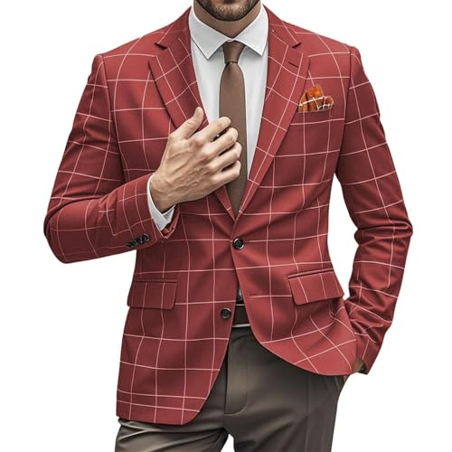 Men's Plaid Sport Coat Blazer Jacket