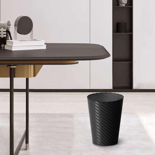 Image of Bathroom Trash Can, 8 Pack 1.8 Gallons Small Trash Can with Trash Bags, Bathroom Garbage Can, Plastic Trash Bin, Round Waste Basket for Living Room, Bedroom, Office, Kitchen, Compact Space (Black)