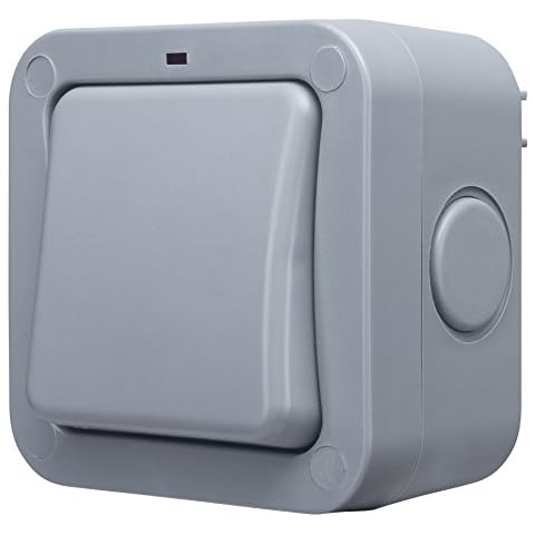 BG Electrical WP12-01 Single 2-Way Outdoor Weatherproof Switch, IP66 Rated, 20AX, Grey Cover