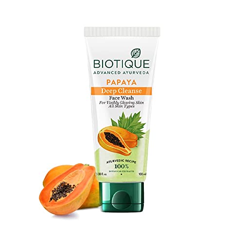 Image of Biotique Papaya Deep Cleanse Face Wash | Gentle Exfoliation | Visibly Glowing Skin | 100% Botanical Extracts| Suitable for All Skin Types | 100ml
