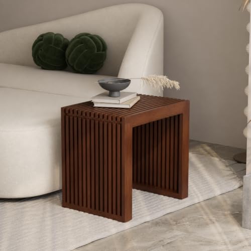 Image of APRTAT Bamboo Dining Bench 17 Inch Indoor Wooden Shoe Benches for Entryway
