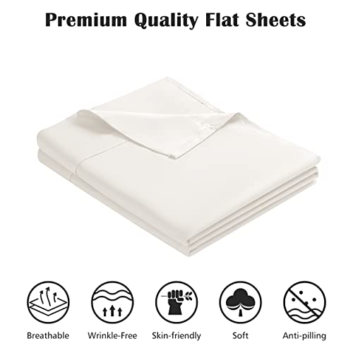 Yorkshire Bedding Flat Sheet Super King 100% Egyptian Cotton 200 Thread Count Hotel Quality Cream Bed Sheets (270 cm x 310 cm) - Image 3