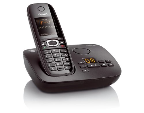 Siemens Gigaset C595 DUO schwarz, analog Telefon mit 2 Mobilteilen - Anrufbeantworter - schnurlos – ECO DECT, Freisprechen, Adressbuch für 150 Eintraege