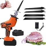 Máquina de sierra for huesos inalámbrica, sierra alternativa portátil de 0-3000 RPM con 2 baterías recargables, 4 hojas de sierra de acero inoxidable, sierra for huesos multifuncional for cortar carne