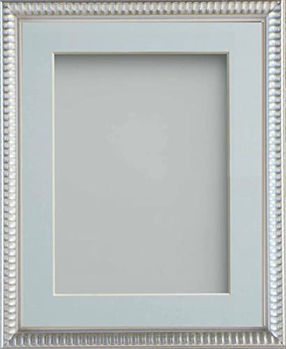 Frame Company Grantham Silver 30x20 Frame With Light Blue Mount For Image A2 *Choice of Sizes* Fitted with Perspex