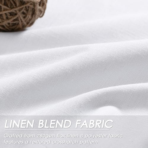 Image of Nanspring White 100% Blackout Linen Curtains for Bedroom 45 Inches Long Back Tab Thermal Insulated Modern Farmhouse Decor Black Out Curtain for Living Room Dining Room Neutral Drapes 52x45, 2 Panels