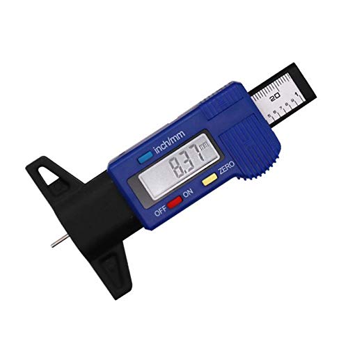 CACHOR Medidor digital de profundidad de banda de rodadura de neumáticos, 0-25.4 mm medidor digital de profundidad de neumáticos con pantalla LCD y baterías para autos, camiones, furgonetas, SUV