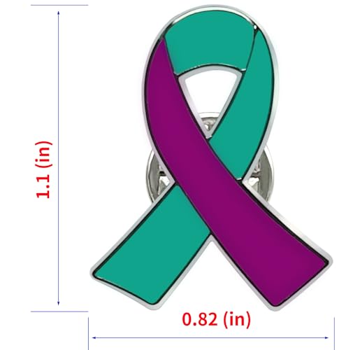 25/50/100/200 pieces Metal enamel Suicide Prevention Awareness Ribbon Pin Purple Teal Ribbon Lapel Pins Sexual Assault Awareness brooches Pin Public Charity Campaign Supplies badge Bulk2