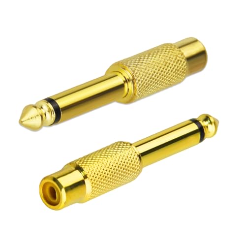 Adaptador de audio RCA a Jack mono 1/4" 2 piezas miniatura 1