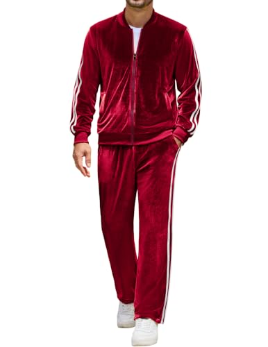 COOFANDY 80s Velour Tracksuit Men 2 Piece Set Sweatsuits Men Warm Up Suits - image 1