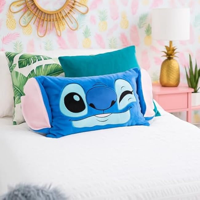 Jay Franco Body Pillow Cover - Kids Super Soft 1 Single Bed Pillow Cover - 20 x 30 Inches, Blue - Lilo and Stitch