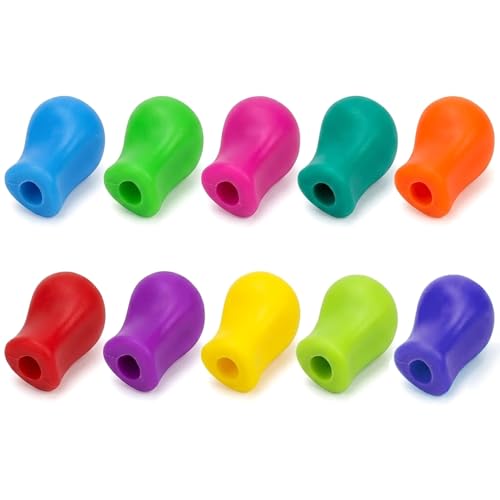 10 Pcs Silicone Pencil Grips for Children Handwriting Silicone Pencil Holder for Kids Better Handwriting Multicolored Soft Writing Aid Grips for Preschooler Toddler Kindergarten (Random Colours)