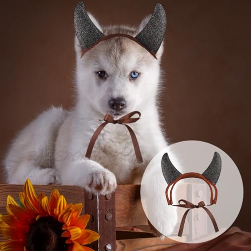 2Pcs Halloween Disfraz Diablo Cuernos para Perros Medianos miniatura 6