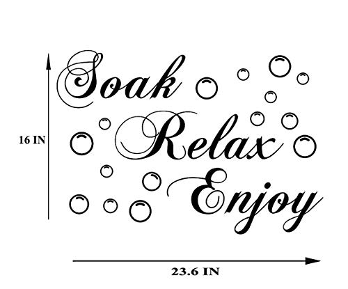 Lchen Soak Relax Enjoy Wall Sticker Pvc Removable Bathroom Wall Decal Home Decoration (Black) #TOP1
