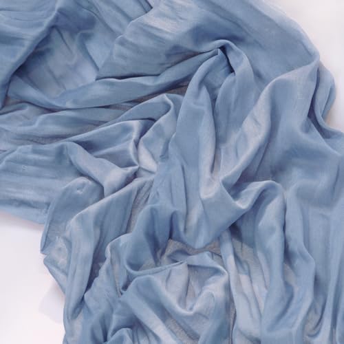 Image of MLMC 12 Pack Dusty Blue Table Runner 10ft Boho Gauze Cheesecloth Table Runner 35x120 Inches Rustic Cheese Cloth Centerpiece for Wedding Bridal Shower Baby Shower Party Decor
