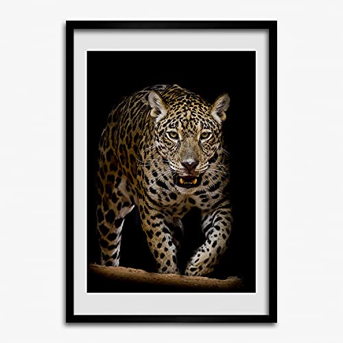 Peinture cadre en bois photo jaguar 50x70 cm pour habiller un mur vide