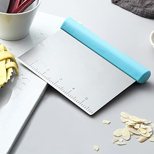 Spring Chef - Dough Blender And Pastry Cutter, Stainless Steel Nut, Pie, Pastry And Dough Cutter And Scraper, Multipurpose Baking Tools With Soft Grip Handles, Aqua Sky #TOP4