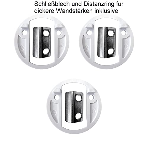 Haasweller 3X Pull Lock Möbelschloss wie Push Lock weiß Schloss für Wohnmobil Camper Ausbau Druckschloss