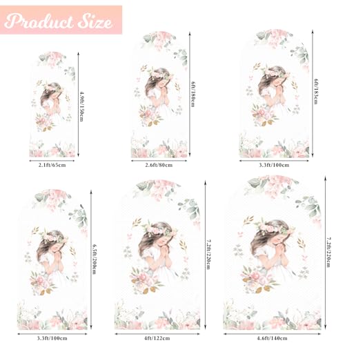 Flowers God Bless Arch Cover Backdrops Girls First Holy Communion Party Arched Wall Banner Bible Baby Shower Background 2.6x6ft by sensfun - Image 5