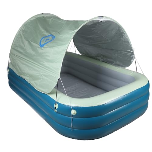 Blow Up Familienpool, Großer Aufblasbarer Swimmingpool, Verdickter, Multifunktionaler, Flexibler Dual-Entwässerungsauslass mit Überdachung für und Erwachsene (Green) Blow Up Familienpool, Großer Aufblasbarer Swimmingpool, Verdickter, Multifunktionaler, Flexibler Dual-Entwässerungsauslass mit Überdachung für und Erwachsene (Green)