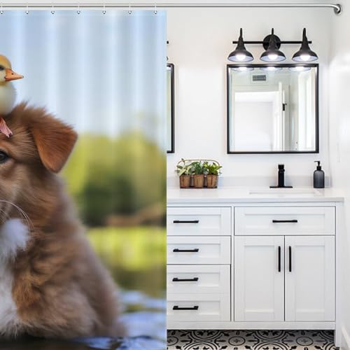 Rideau de douche chien en polyester de qualité supérieure 183x183cm lavable - 5